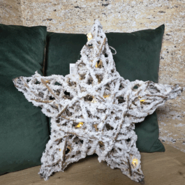 Gwiazda świąteczna LED 40 cm z ratanu – wisząca dekoracja z timerem | Skandynawska ozdoba