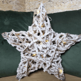 Gwiazda świąteczna LED 40 cm z ratanu – wisząca dekoracja z timerem | Skandynawska ozdoba