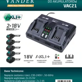 Ładowarka podwójna VAC21 do akumulatorów AKU+ 18V