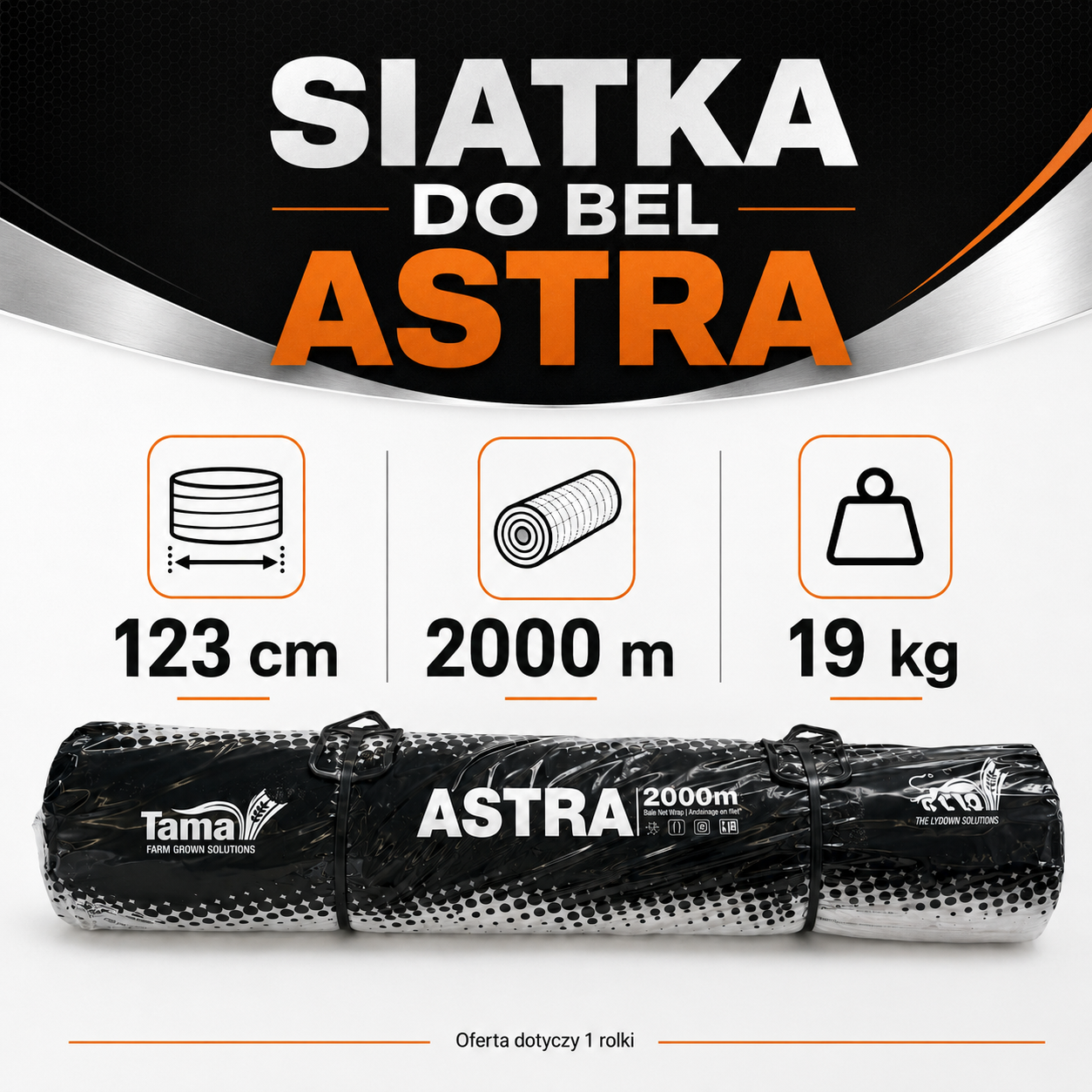 Siatka rolnicza ASTRA TAMA 123 cm 2000 m o wadze 19 kg