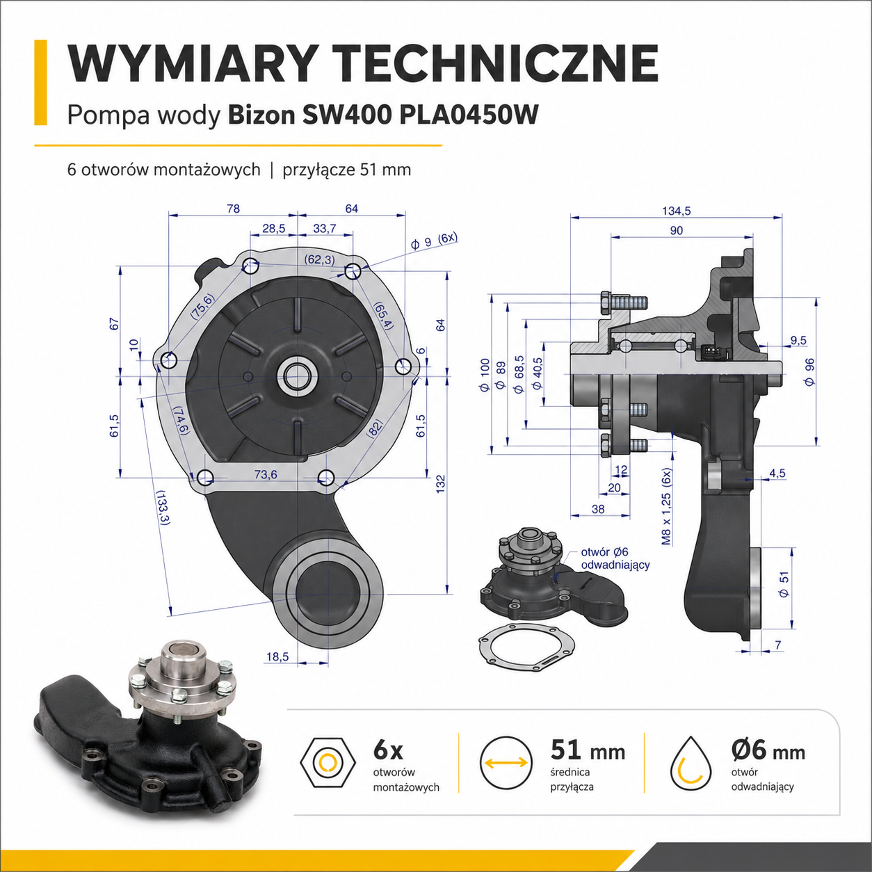 Pompa wody Bizon SW400 Waryński PLA0450W - obrazek 3