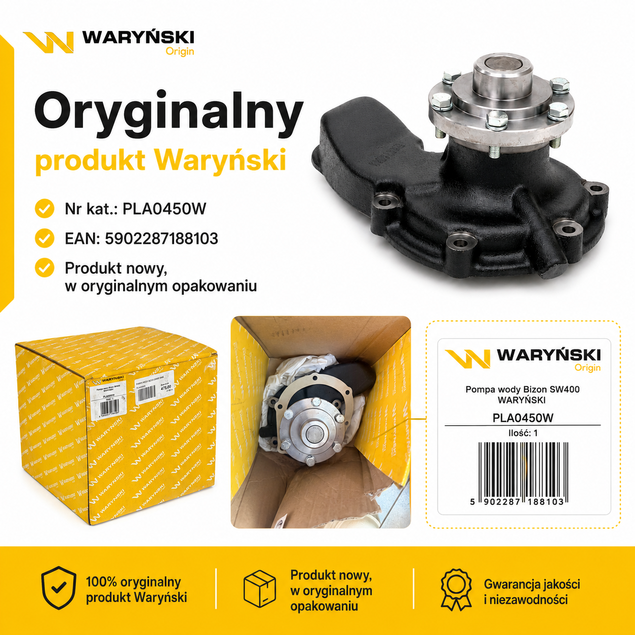 Pompa wody Waryński PLA0450W widok z przodu